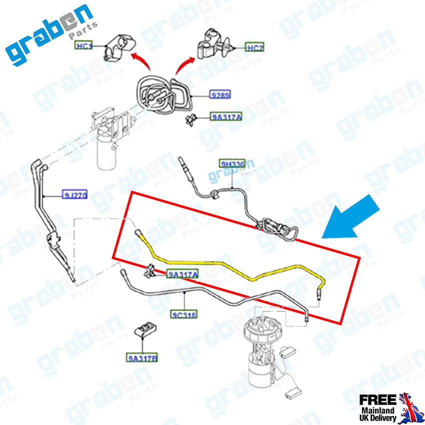 Grabenparts_Fuel Pipe For Ford Transit 2.2 Tdci 2.4 Tdci 3.2 Tdci 6C119323AC 1731728 1676170_