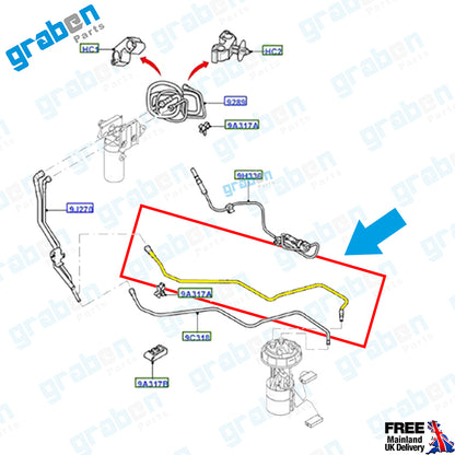 Grabenparts_Fuel Pipe For Ford Transit 2.2 Tdci 2.4 Tdci 3.2 Tdci 6C119323AC 1731728 1676170_