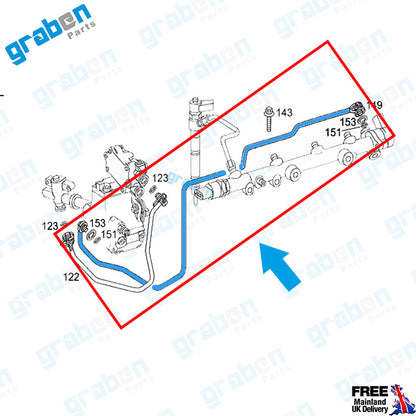 Grabenparts_Fuel Pipe For Mercedes Benz C200 C220 E200 E220 2.2 Diesel A6110704932_