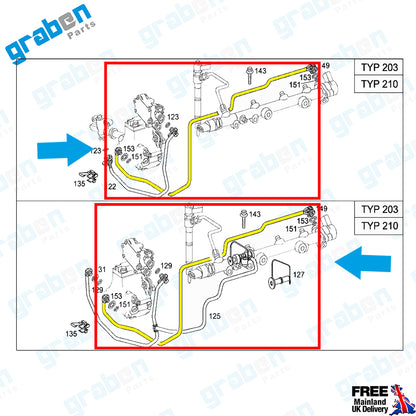 Grabenparts_Fuel Pipe For Mercedes C-Class E-Class CL203 W203 S203 W210 S210 A6110706332_