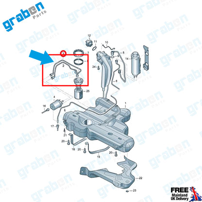 Grabenparts_Fuel Pipe For Volkswagen Polo V / Polo VI 1.2 - 1.4 - 1.6 Petrol 6RU201294_