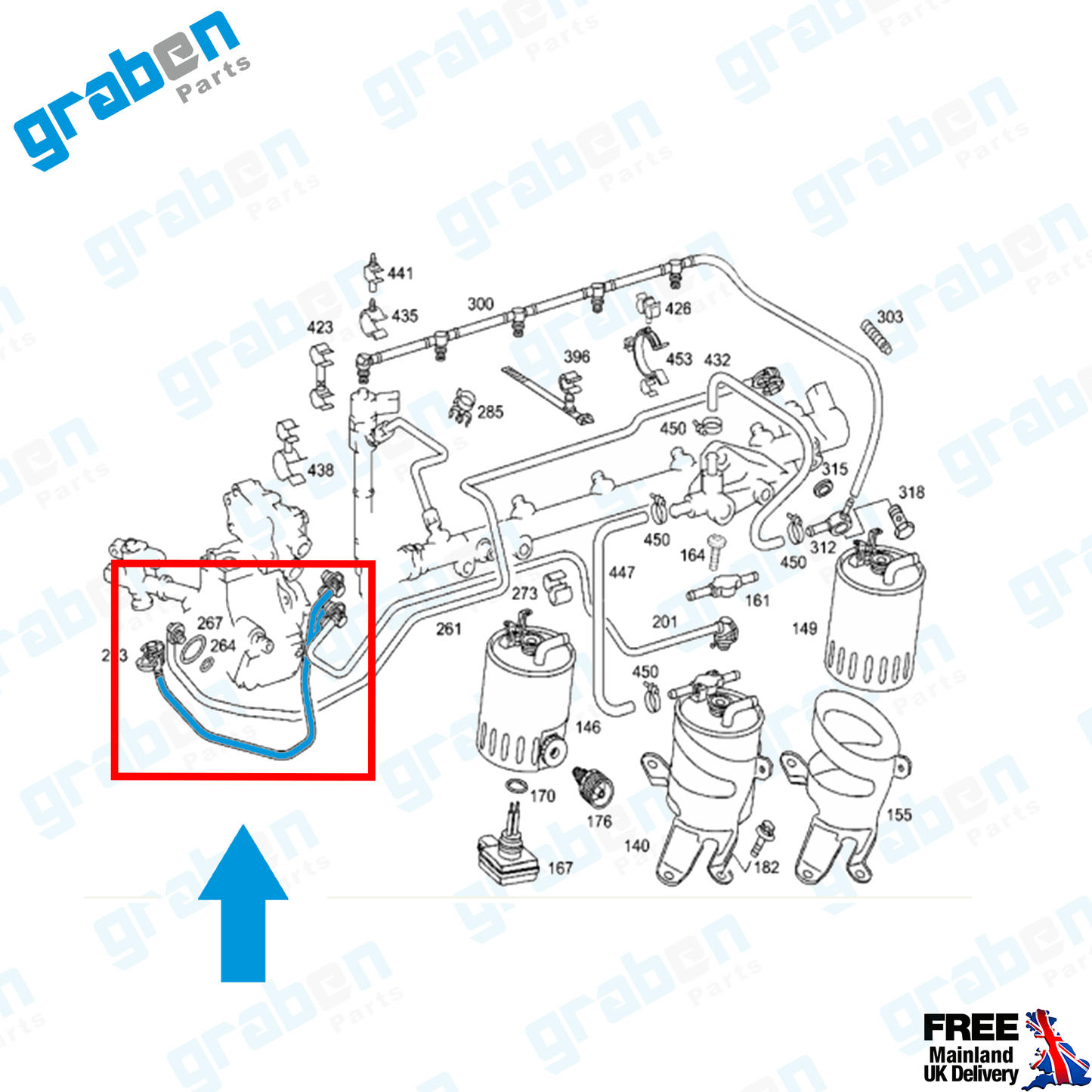 Grabenparts_Fuel Pipe Hose For Mercedes Sprinter 2.1 / 2.7 Diesel 2000-2006 A6110701932_