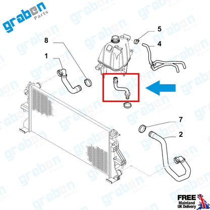 Grabenparts_Heater Hose Radiator Pipe For Fiat Ducato 2.3D 1358585080 2006 Onwards_