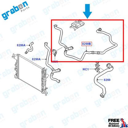 Grabenparts_Heater Hose Radiator Pipe For Ford Focus II 1.4 / 1.6 2004-2012 3M5H8274ABJ_