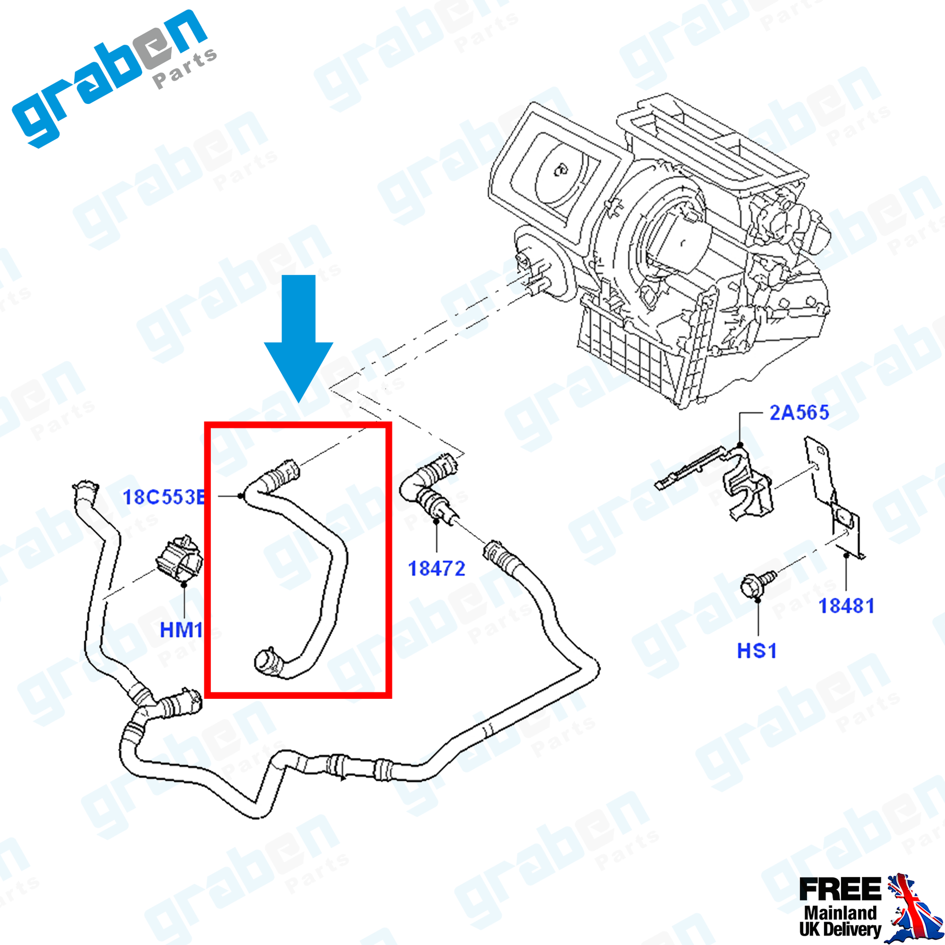 Grabenparts_Heater Hose Radiator Pipe For Ford Focus II 1.4 / 1.6 2004-2012 3M5H8C553ADF_
