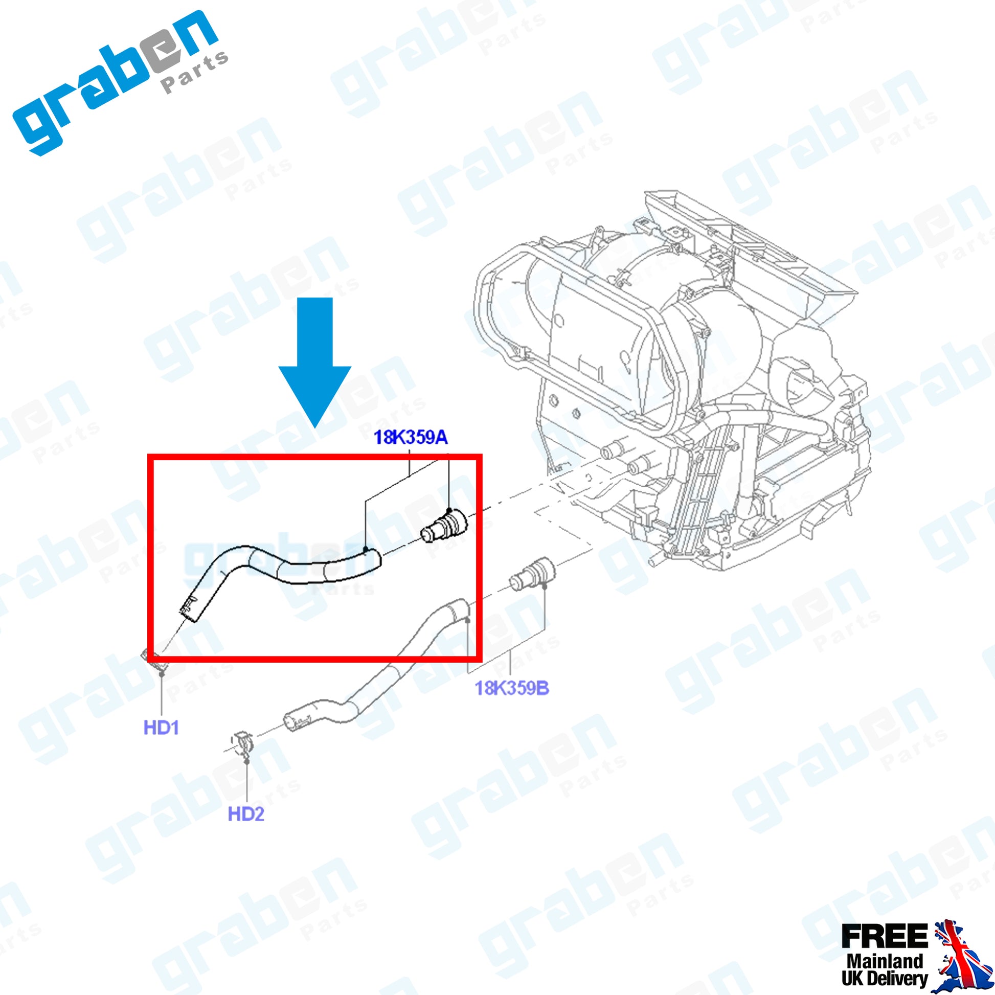 Grabenparts_Heater Inlet Hose For Ford Fiesta V / Fusion 1.4 TDCI / 1.6 TDCI 2S6H18K359EC_