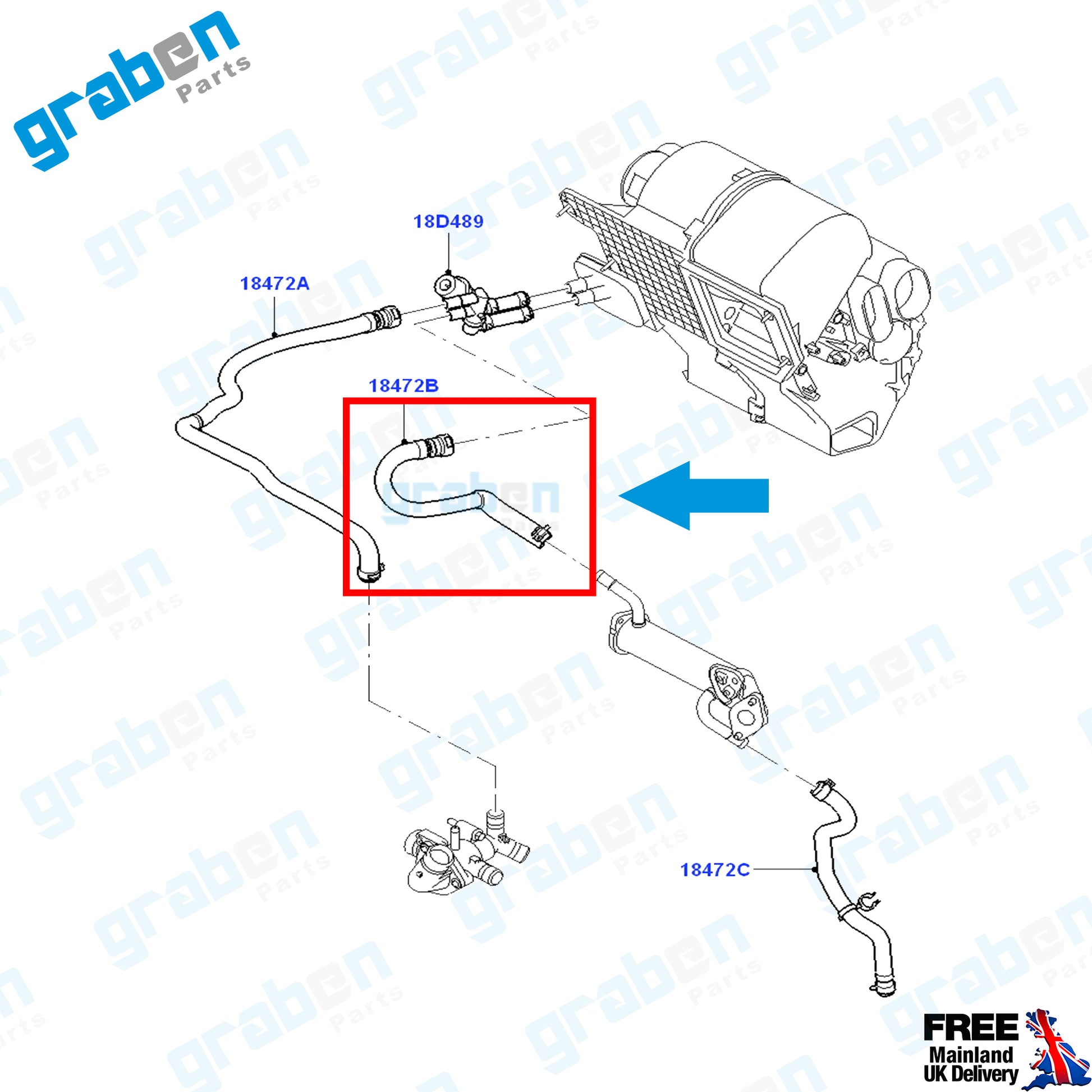Grabenparts_Heater Inlet Hose Pipe For Ford Transit MK7 2.4 TDCi 2006-2014 6C1118K579AG_