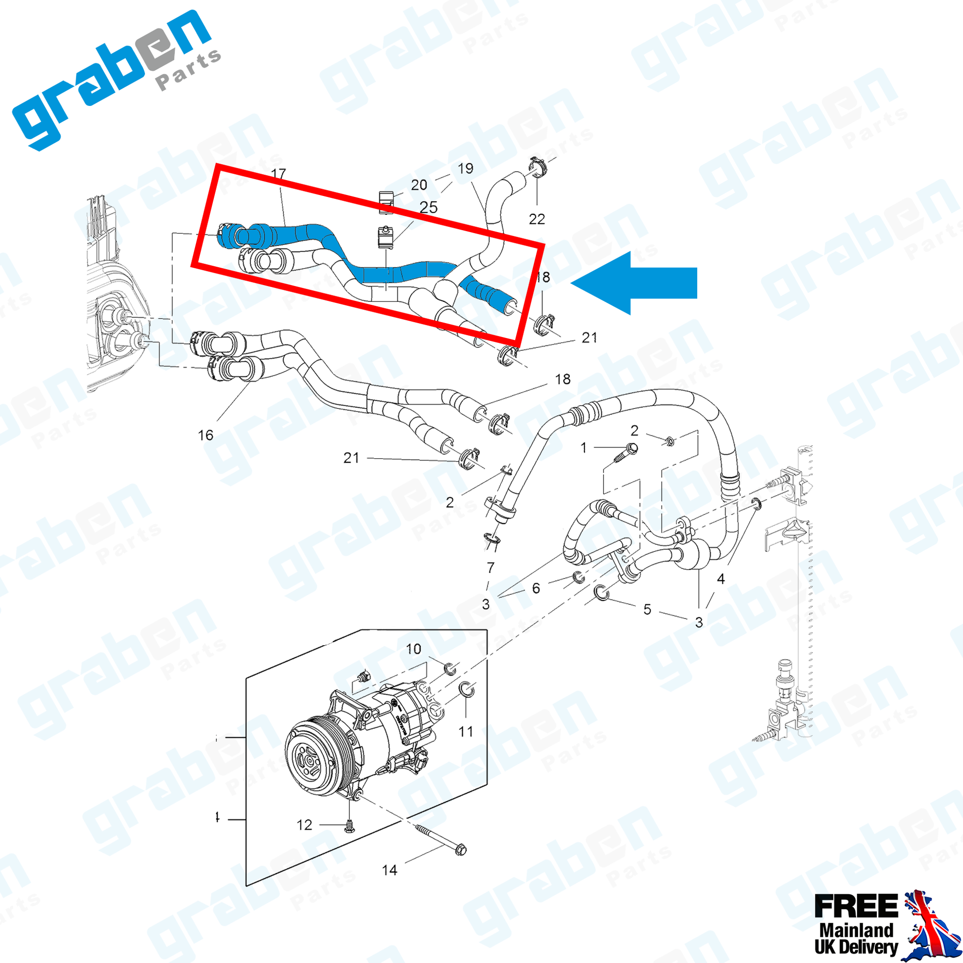 Grabenparts_Heater Inlet Hose Pipe For Vauxhall / Opel Astra MK6 (J) 1.6 2010-2015 1818600_