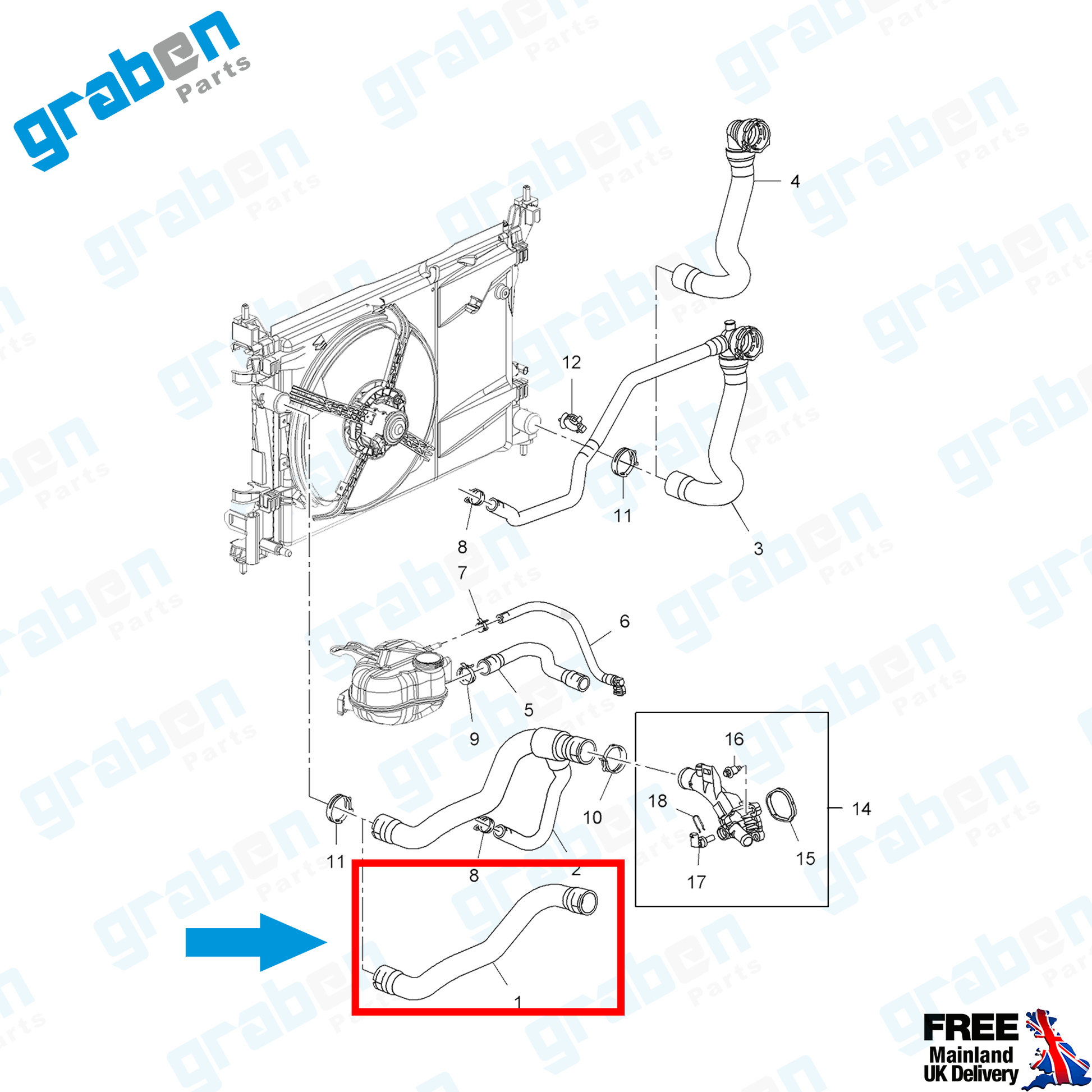 Grabenparts_Heater Inlet Hose Pipe For Vauxhall / Opel Corsa D 1.2 / 1.4 2009+ 1336474_