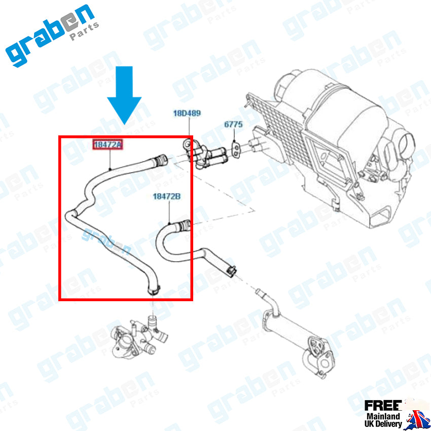 Grabenparts_Heater Outlet Hose For Ford Transit V347 2.4 TDCI 2006-2014 6C1118K582CE 1494879_