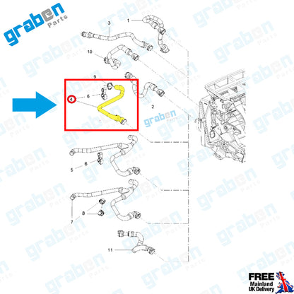 Grabenparts_Heater Outlet Hose For Vauxhall Insignia A 2.0 Cdti 1818595 GM13220143 2008-2017_