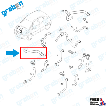 Grabenparts_Heater Water Inlet Hose Pipe For Vauxhall Corsa C 1.7 CDTI 6818562 , GM 24457201_