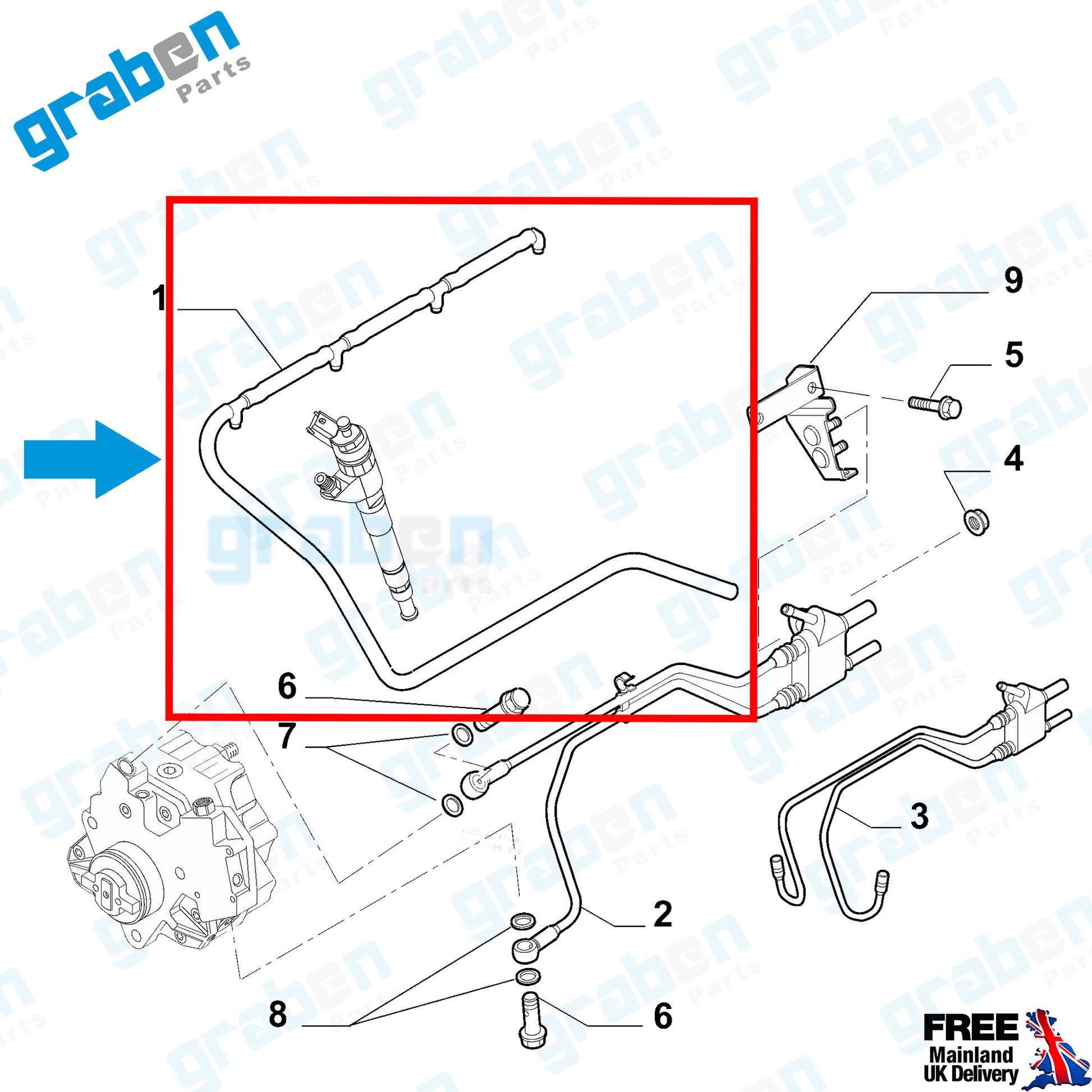 Grabenparts_Injector Leak-Off Return Pipe For Ducato / Boxer / Relay III 3.0 HDI 504384342_