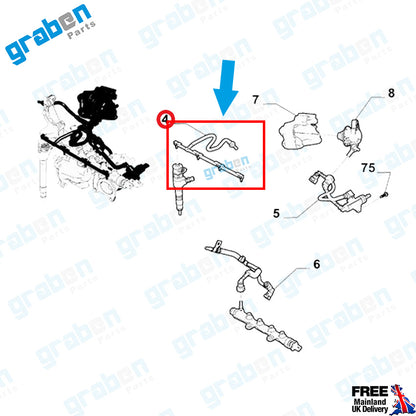 Grabenparts_Injector Leak Off Return Pipe For Citroen / Peugeot 1.5 HDI 9824723180 39183516_