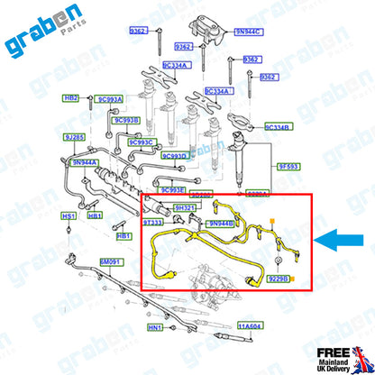 Grabenparts_Injector Leak Off Return Pipe For Ford Transit 3.2 TDCi 2008-2014 200HP 1595434_
