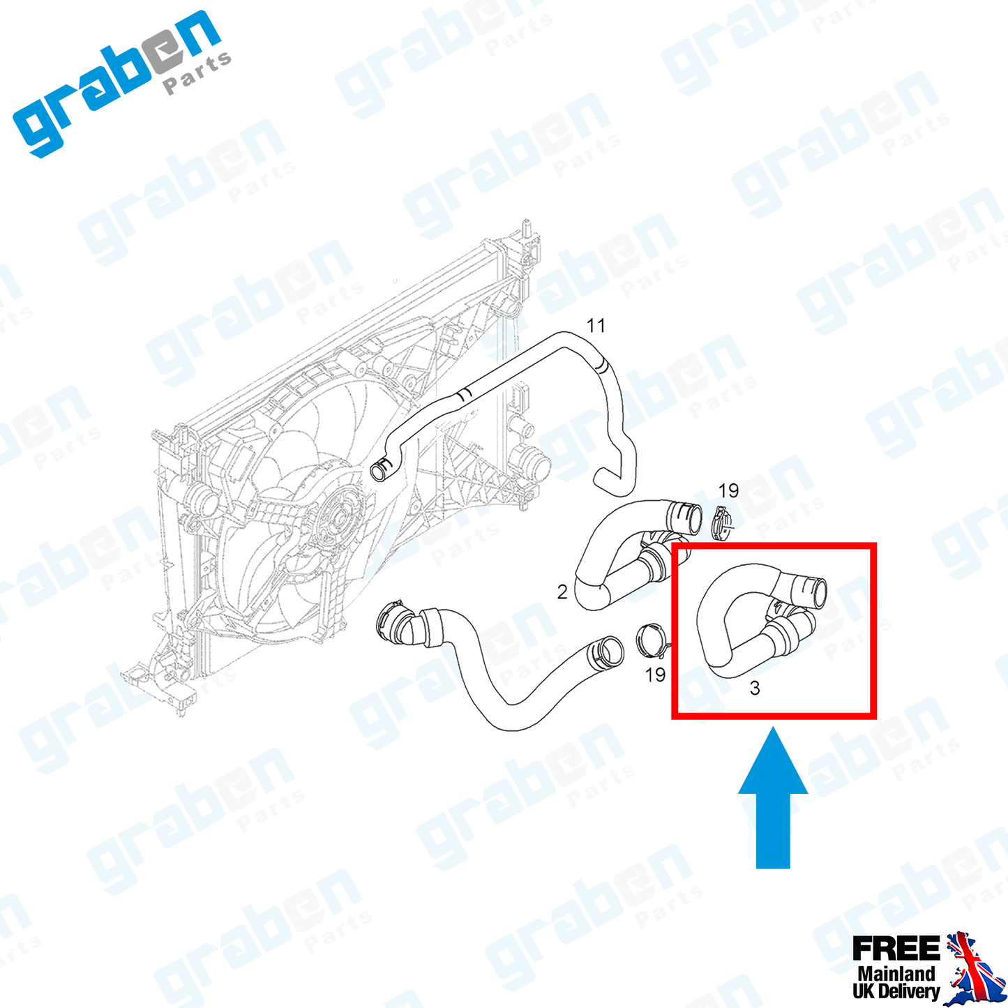 Grabenparts_Lower Radiator Hose Pipe For Vauxhall Corsa MK3 (D) 1.7 CDTi 2006-2014 1336039_