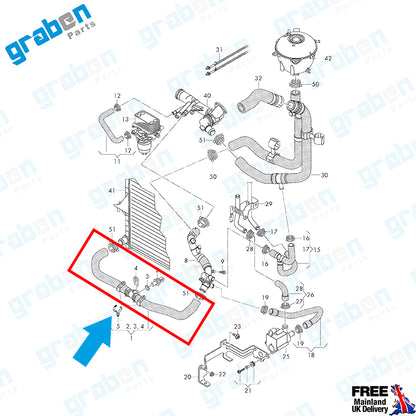 Grabenparts_Radiator Hose For Volkswagen Transporter T6  2.0 TDI 2010-2015 7E0122051R_
