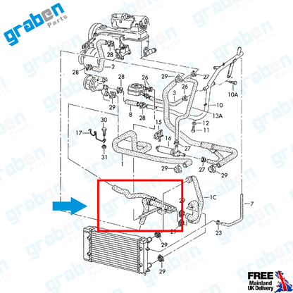 Grabenparts_Radiator Lower Hose For VW Transporter T4 1.9 / 2.0 / 2.4 / 2.5 TDI 7D0121049AS_