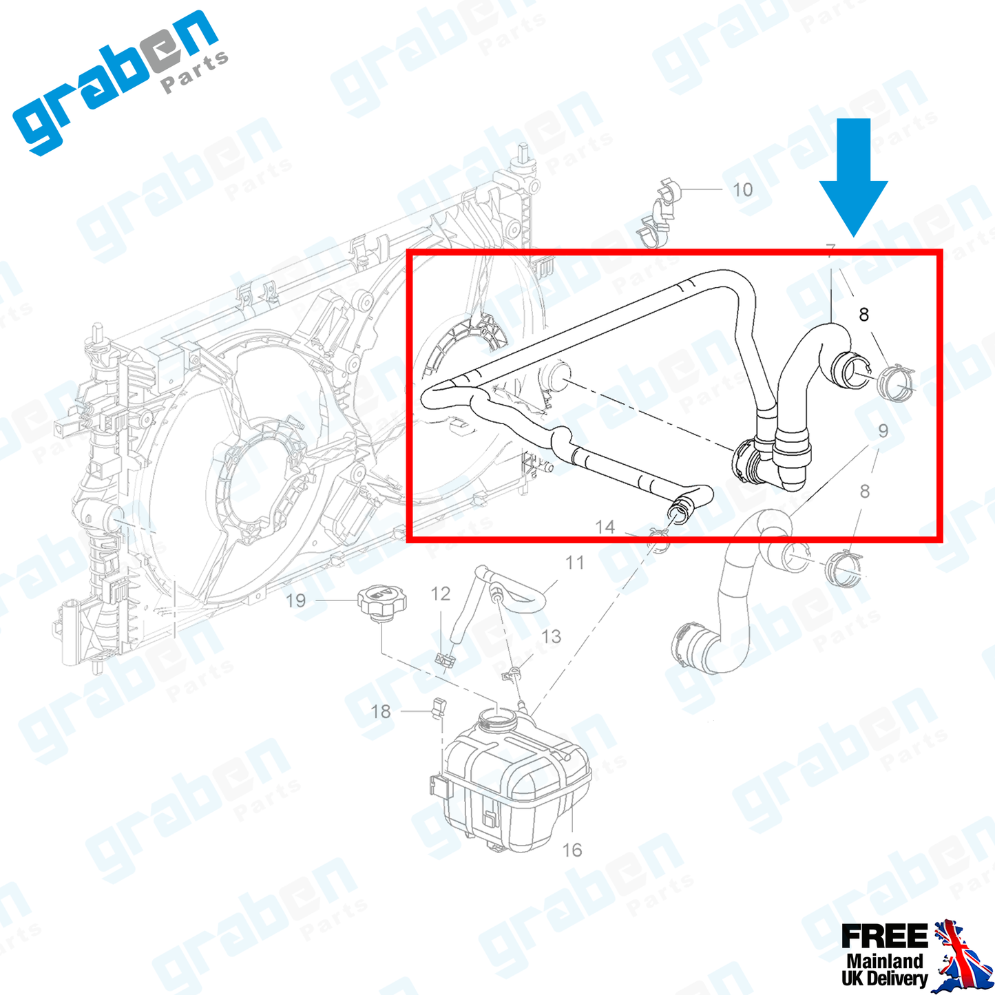 Grabenparts_Radiator Lower Hose For Vauxhall Insignia 2.0 CDTI 2008-2017 1337893 GM 13220128_