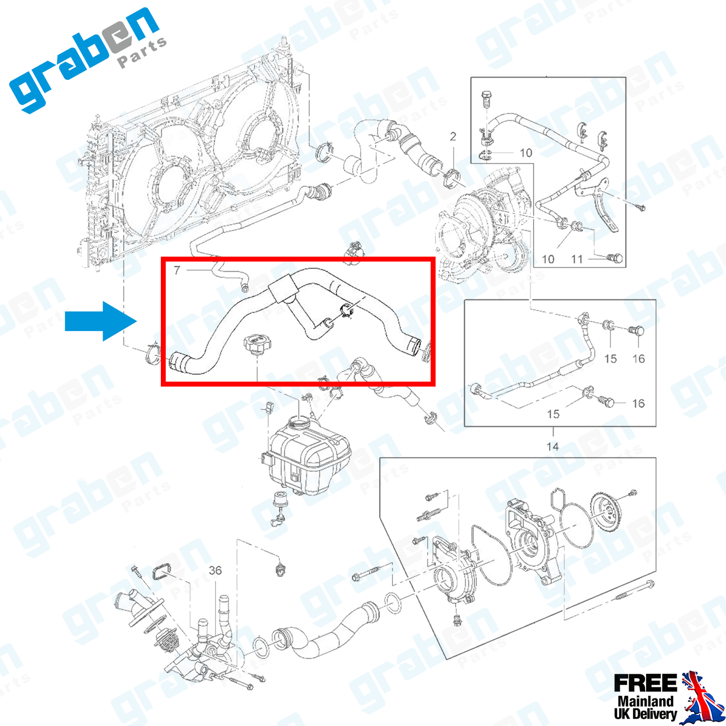 Grabenparts_Radiator Lower Hose For Vauxhall Insignia 2.0 Turbo 2008-2017 1337891 GM13220126_