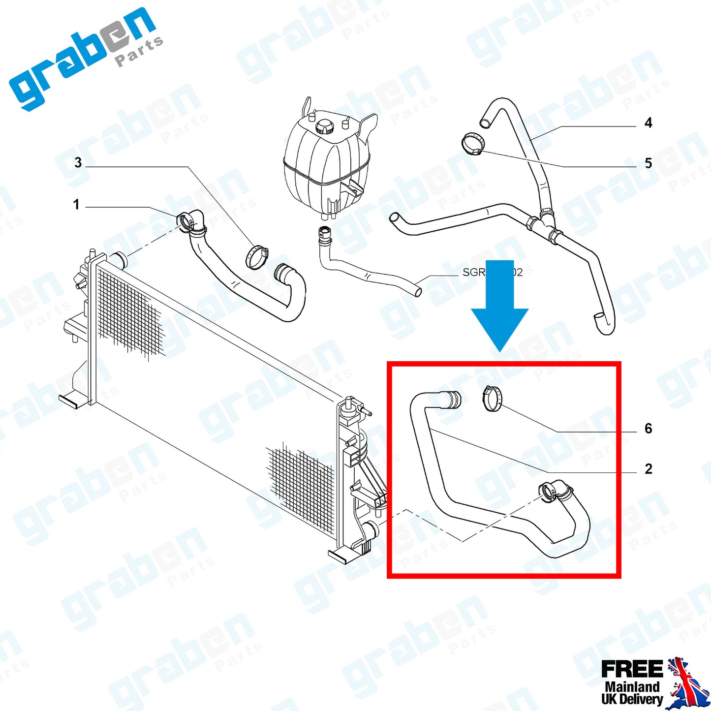 Grabenparts_Radiator Lower Hose Pipe For Ducato / Boxer / Relay 3.0 HDI 2006+ 1348311080_