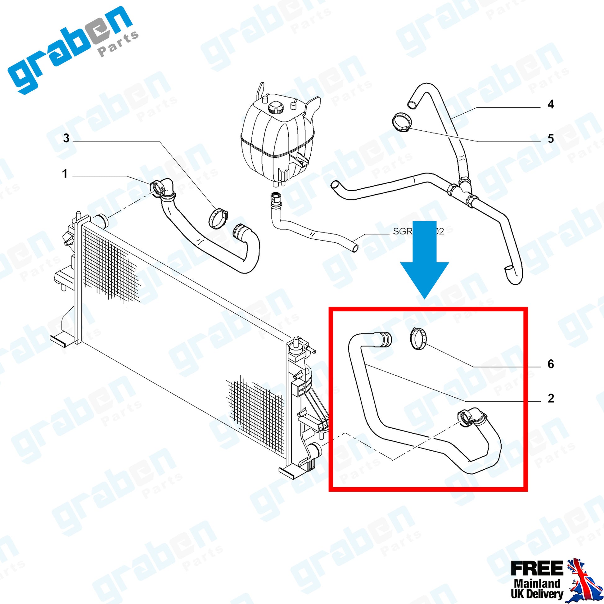 Grabenparts_Radiator Lower Hose Pipe For Ducato / Boxer / Relay 3.0 HDI 2006+ 1348311080_