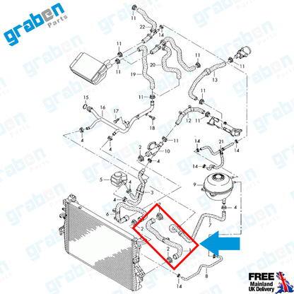 Grabenparts_Radiator Lower Hose Pipe For VW Transporter T5 1.9 TDI 2003-2010 7H0121051G_