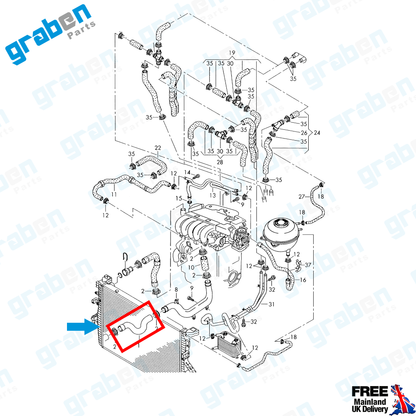 Grabenparts_Radiator Lower Hose Pipe For Volkswagen Transporter T5 2.5 TDI 7H0121051D_