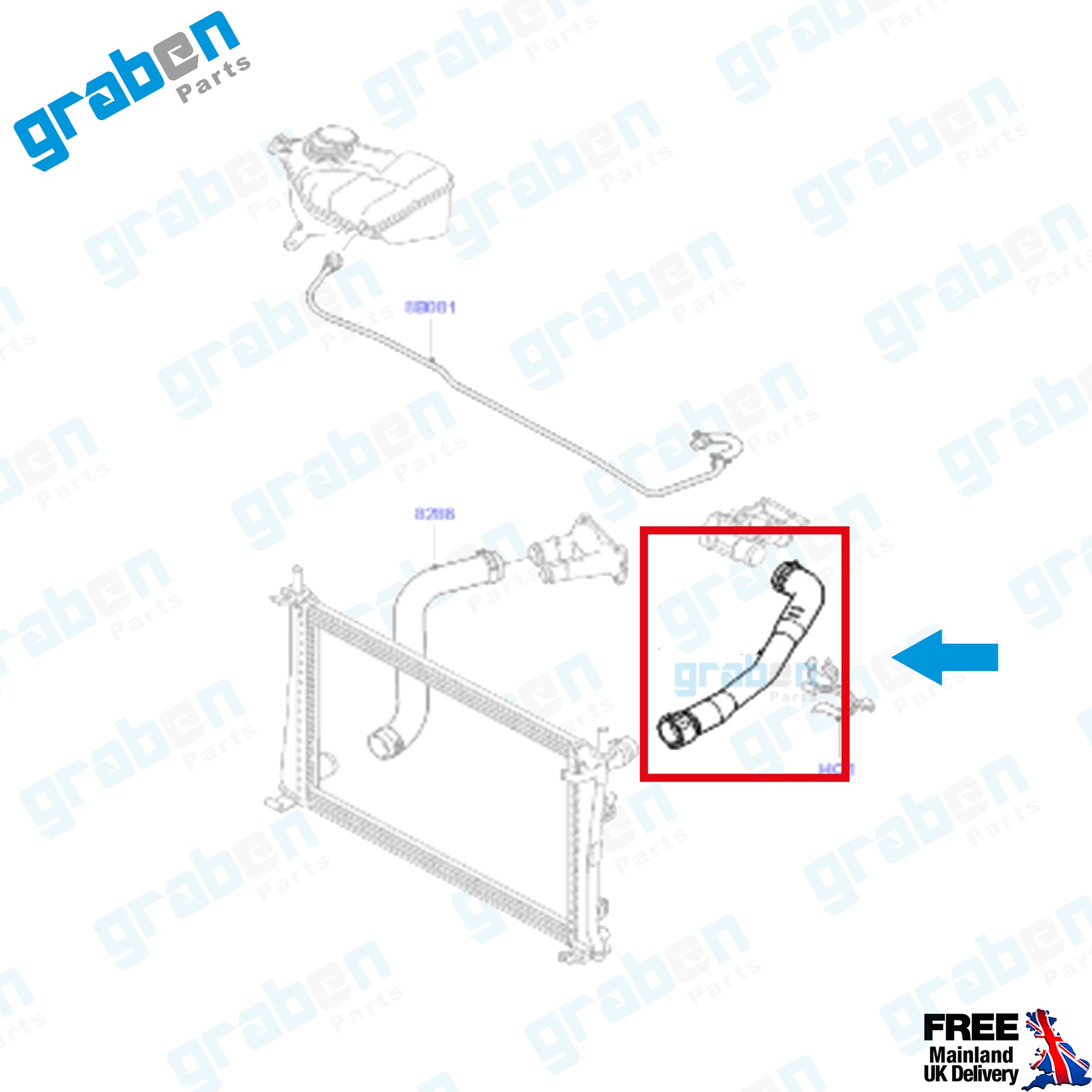 Grabenparts_Radiator Upper Hose For Fiesta V 1.25/ 1.4/ 1.6 16V Fusion 1.4 / 1.6 2S6H8B274AG_