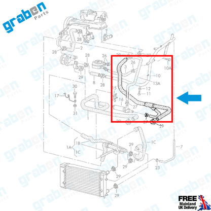 Grabenparts_Radiator Upper Hose For VW Transporter T4 1.9 D / 1.9 TD 1995-2003 044121101L_