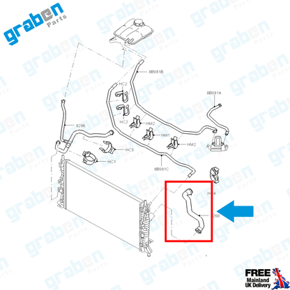 Grabenparts_Radiator Upper Hose Pipe For Ford Focus II / C-Max II 2.0 TDCi 3M5H8260CG_