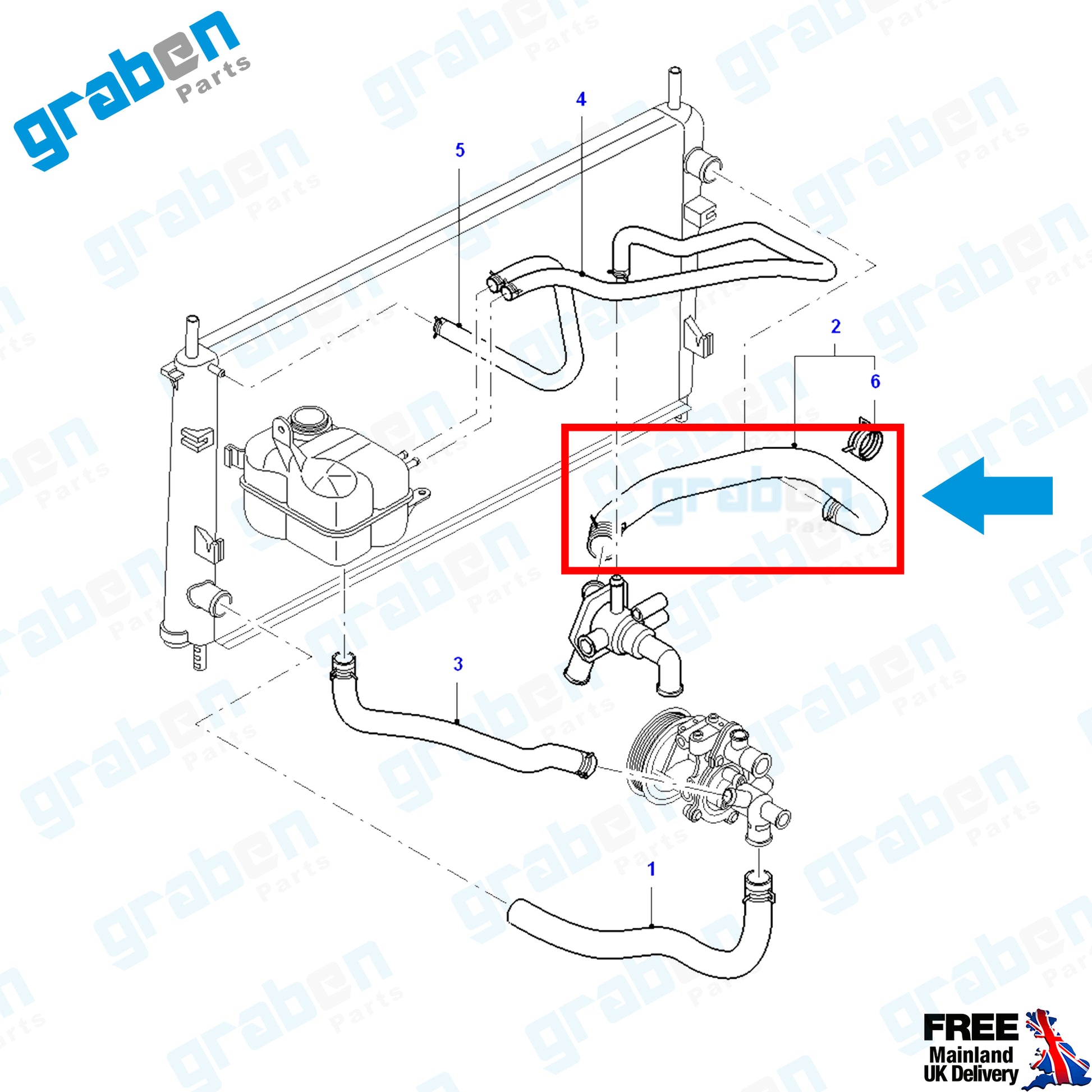 Grabenparts_Radiator Upper Hose Pipe For Ford Transit T350 V184 2.3 2.4 YC158B274FD 4080503_