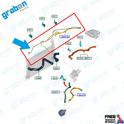 Grabenparts_Spare Water Tank Pipe For Ford Focus III / C-Max II 1.0 Ecoboost CV618C012VD_