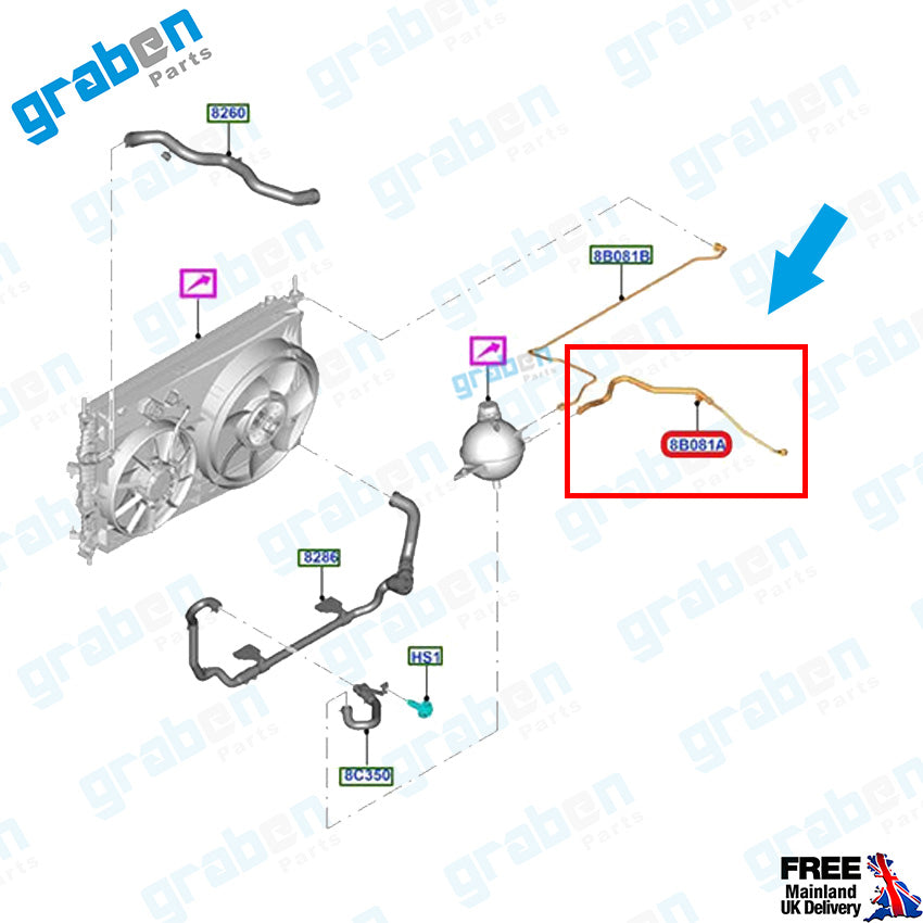 Grabenparts_Spare Water Tank Pipe For Ford Transit V363 2.0 EcoBlue GK38K012AF 2226362_