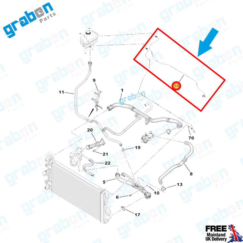Grabenparts_Spare Water Tank Pipe For Peugeot Boxer / Citroen Jumper Relay 2.0D 1611982280_
