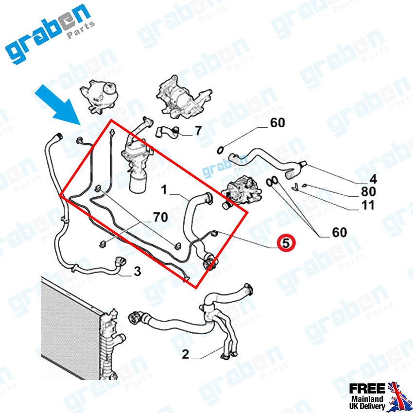 Grabenparts_Spare Water Tank Pipe For Vauxhall Vivaro C 2.0 / Peugeot Expert 2.0 9818468580_