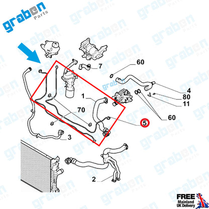 Grabenparts_Spare Water Tank Pipe For Vauxhall Vivaro C 2.0 / Peugeot Expert 2.0 9818468580_