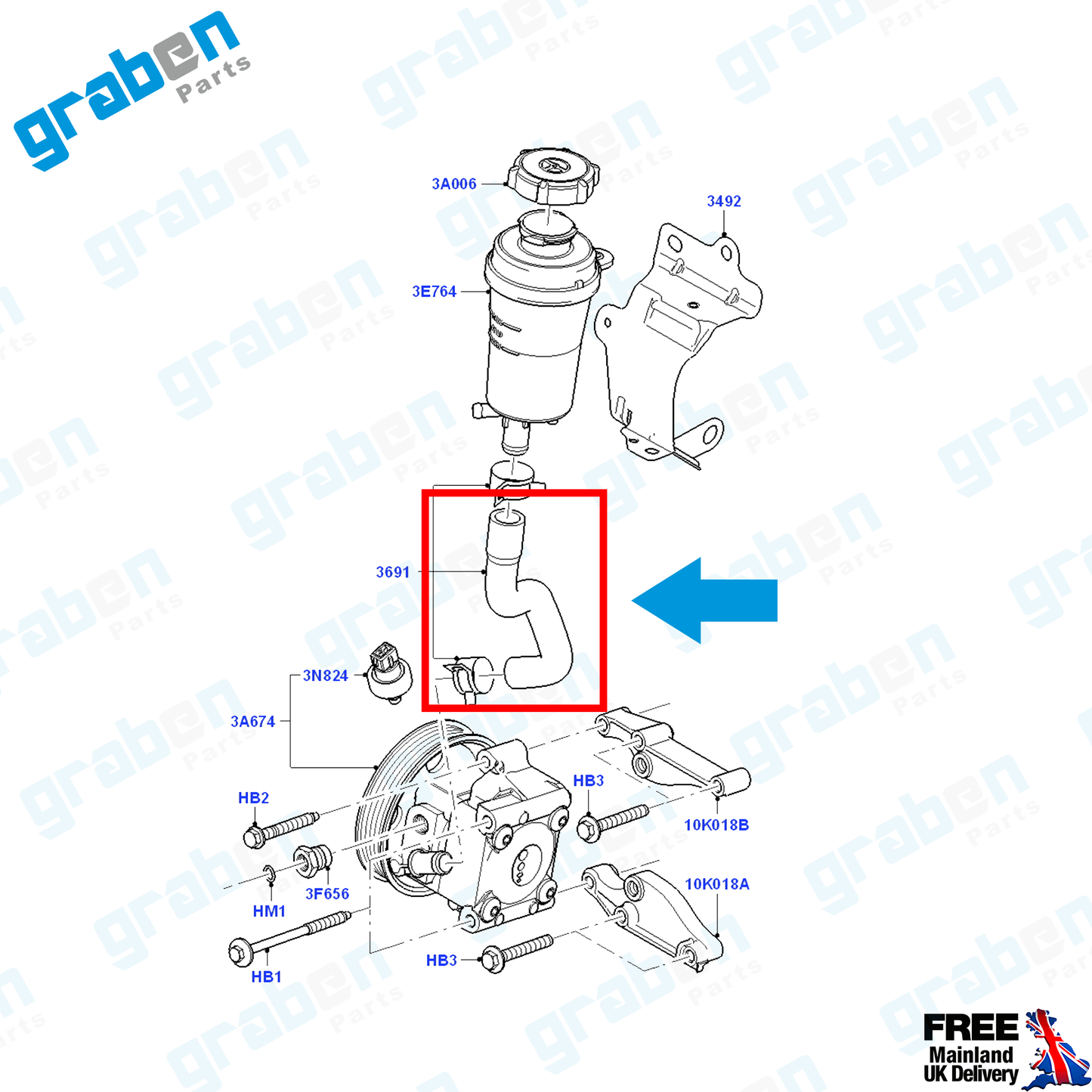 Grabenparts_Steering Hydraulic Hose For Ford Focus II / C-Max 1.6 4M513691AA 1317039_