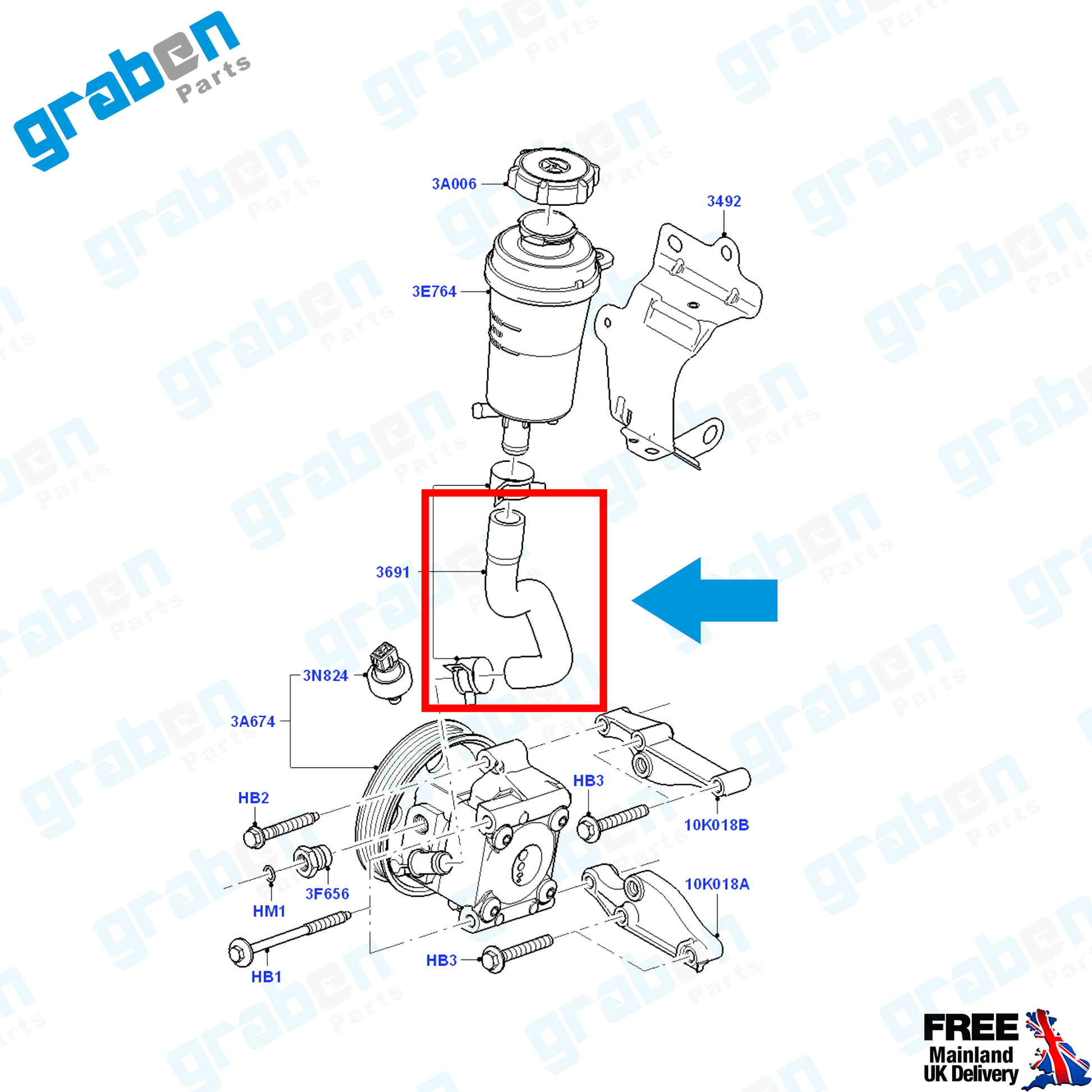 Grabenparts_Steering Hydraulic Hose For Ford Focus II / C-Max 1.6 4M513691AA 1317039_