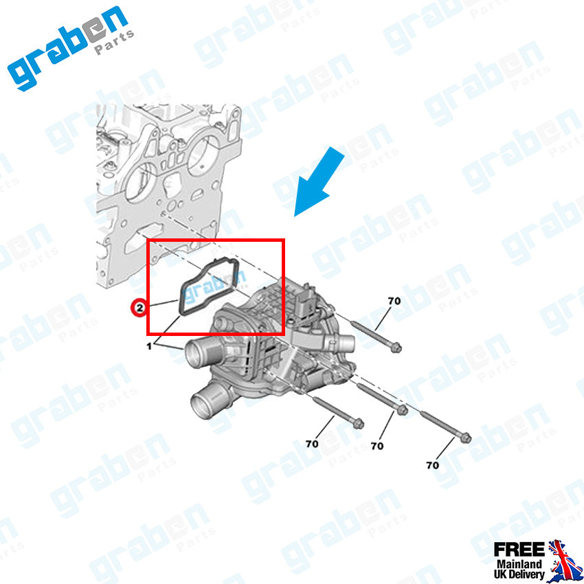 Grabenparts_Thermostat Body Gasket Seal For Ford Citroen Opel Peugeot 2.0 Diesel 9800396880_