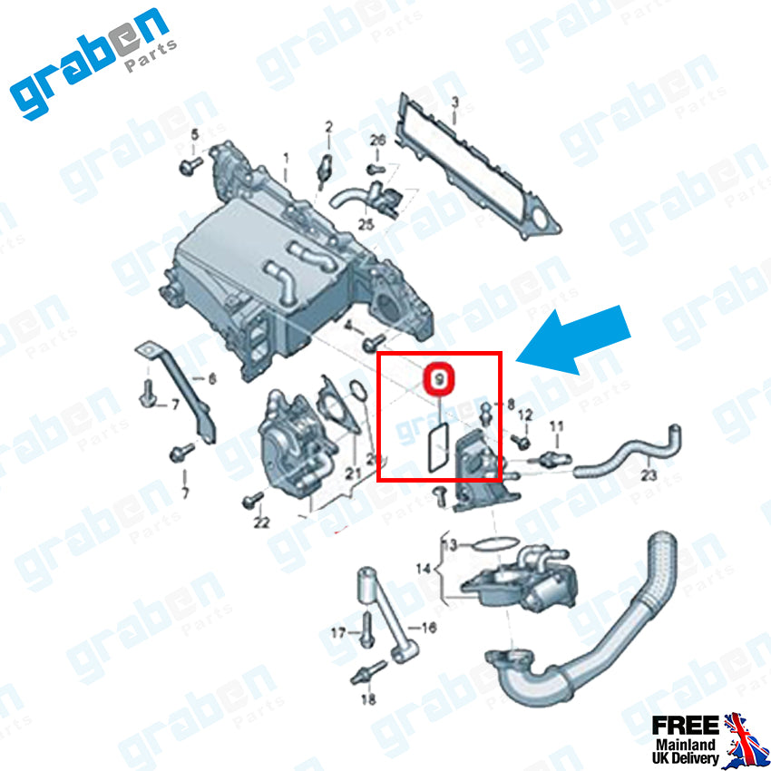 Grabenparts_Throttle Gasket For Audi Seat Skoda Volkswagen 1.6 Tdi / 2.0 Tdi 04L131547N_