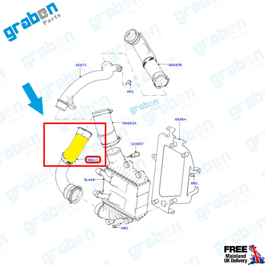 Grabenparts_Turbo Hose For Land Rover Discovery Sport / Range Rover Evoque 2.0 D LR108941_