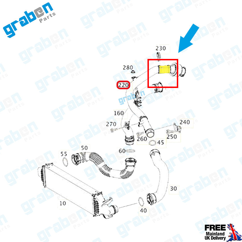 Grabenparts_Turbo Hose For Mercedes-Benz A- Series / B-Series 160 CDI 180 CDI  6070900342_