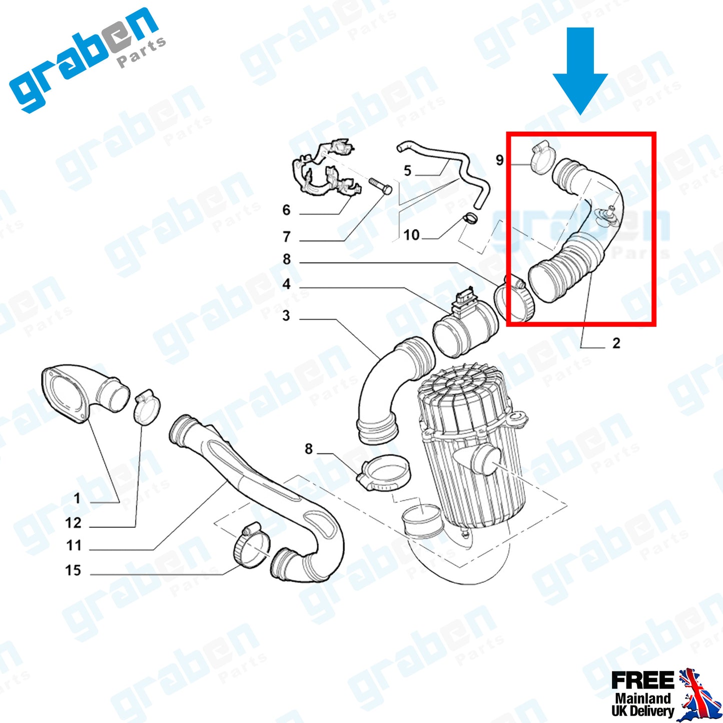 Grabenparts_Turbo Intercooler Hose / Air Intake Pipe For Ducato III 2.3 JTD 2006+ 1366971080_