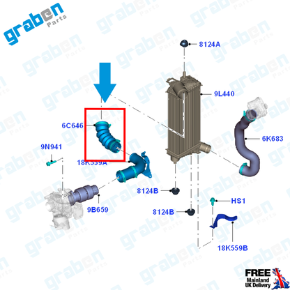 Grabenparts_Turbo Intercooler Hose For Focus III, Transit Connect 1.5 / 1.6 TDCI AV616C646HE_