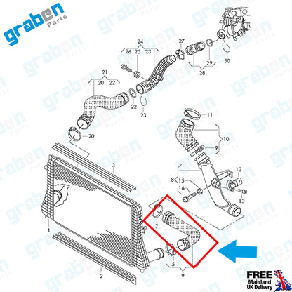 Grabenparts_Turbo Intercooler Hose For Passat VII / Jetta IV / Golf VI 2.0 TSI 1K0145834AJ_