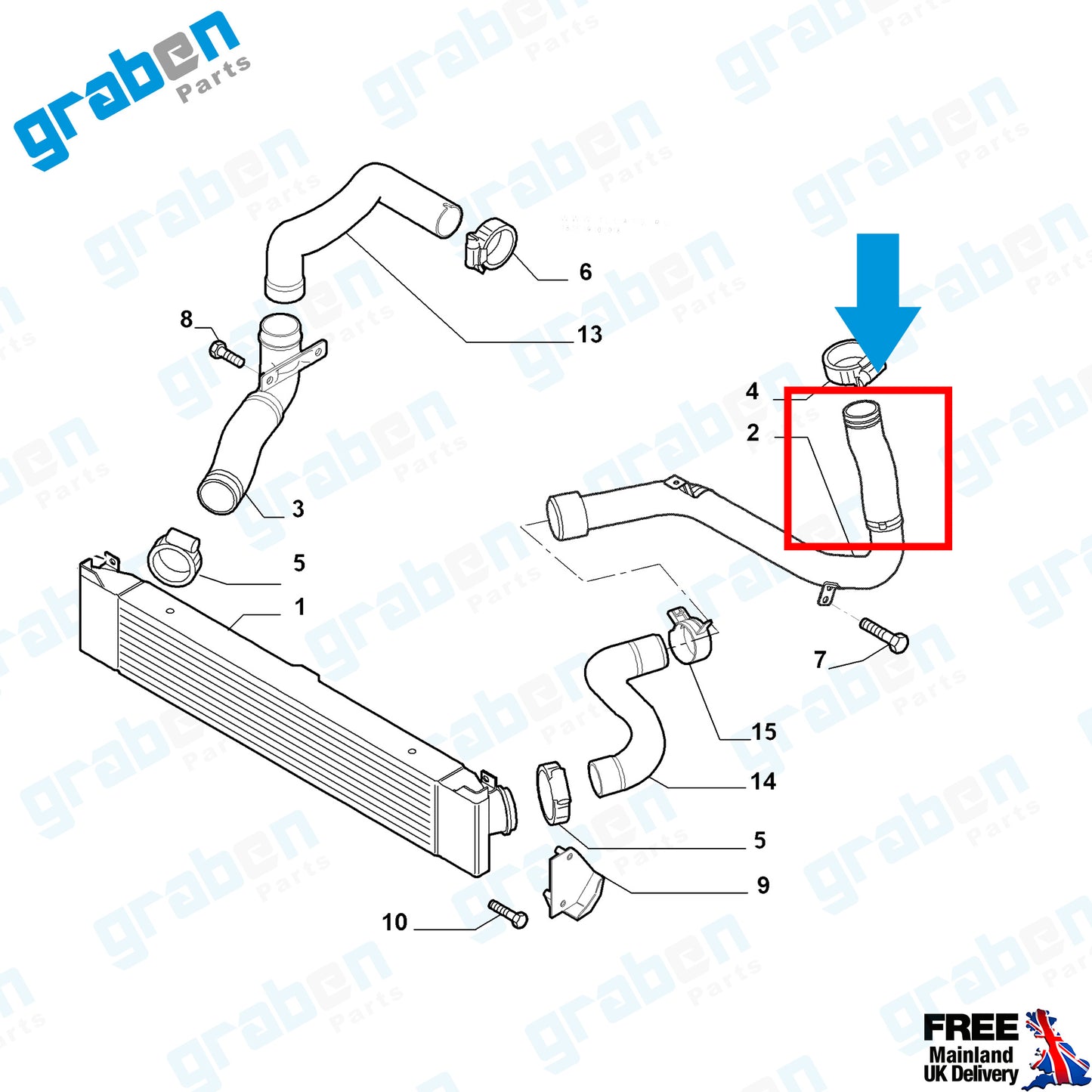 Grabenparts_Turbo Intercooler Hose Pipe For Ducato / Boxer / Jumper III 3.0 HDI 1342741080_