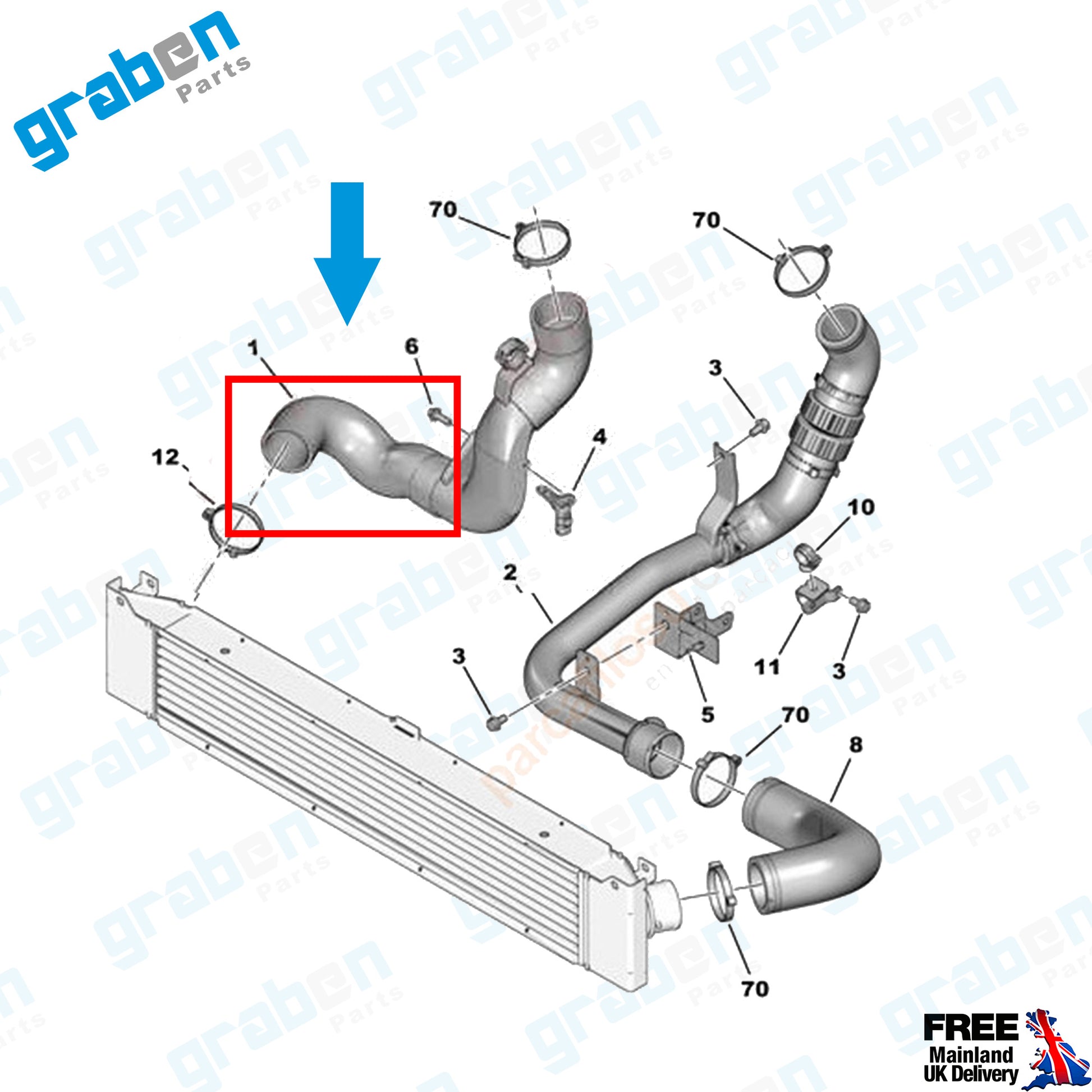 Grabenparts_Turbo Intercooler Hose Pipe For Ducato / Boxer / Relay 2.2 HDI 2006+ 1371842080_