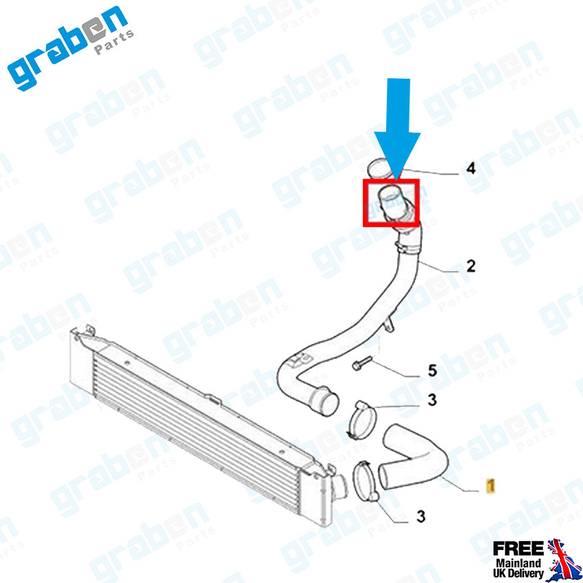 Grabenparts_Turbo Intercooler Hose Pipe For Ducato / Boxer / Relay III 2.2 JTD 1359961080_