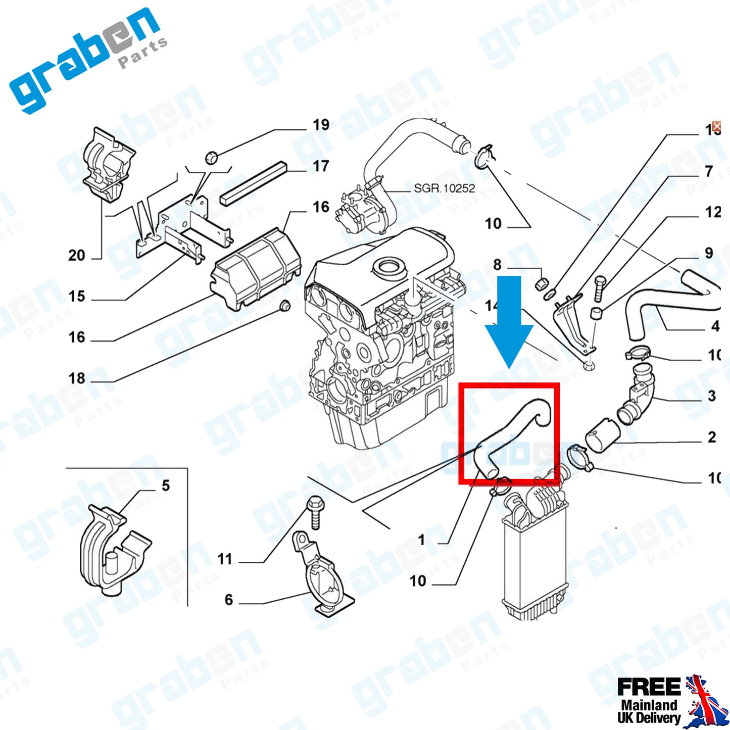 Grabenparts_Turbo Intercooler Hose Pipe For Fiat Ducato 2.3 JTD 2002-2006 1339889080_